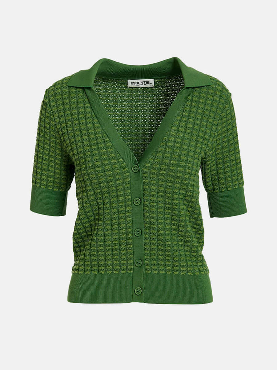 Essentiel Antwerp Fabio green knitted collar top