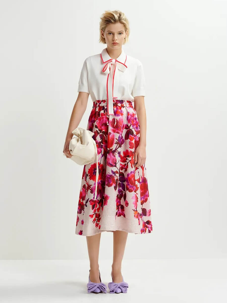 Essentiel-Antwerp-Harbour-Floral-Jacquard-Midi-Skirt