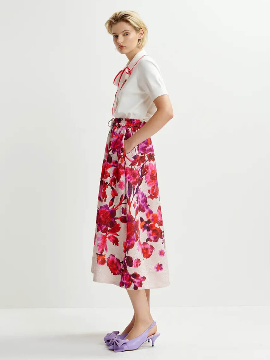 Essentiel-Antwerp-Harbour-Floral-Jacquard-Midi-Skirt