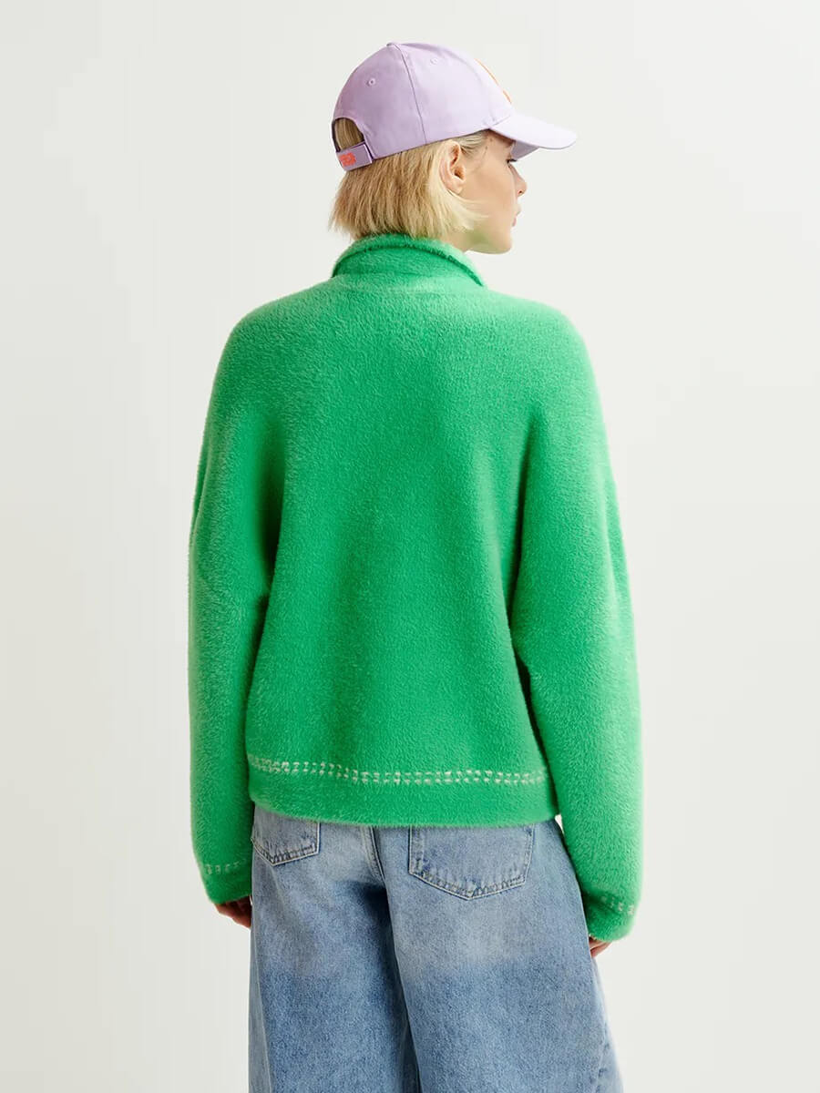 Essentiel-Antwerp-Hoop-Knit-With-Self-Scarf-Green