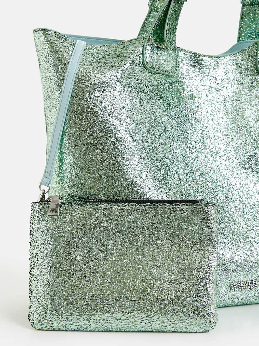 Essentiel-Antwerp-Hurry-Metallic-Shopper-Bag-Green