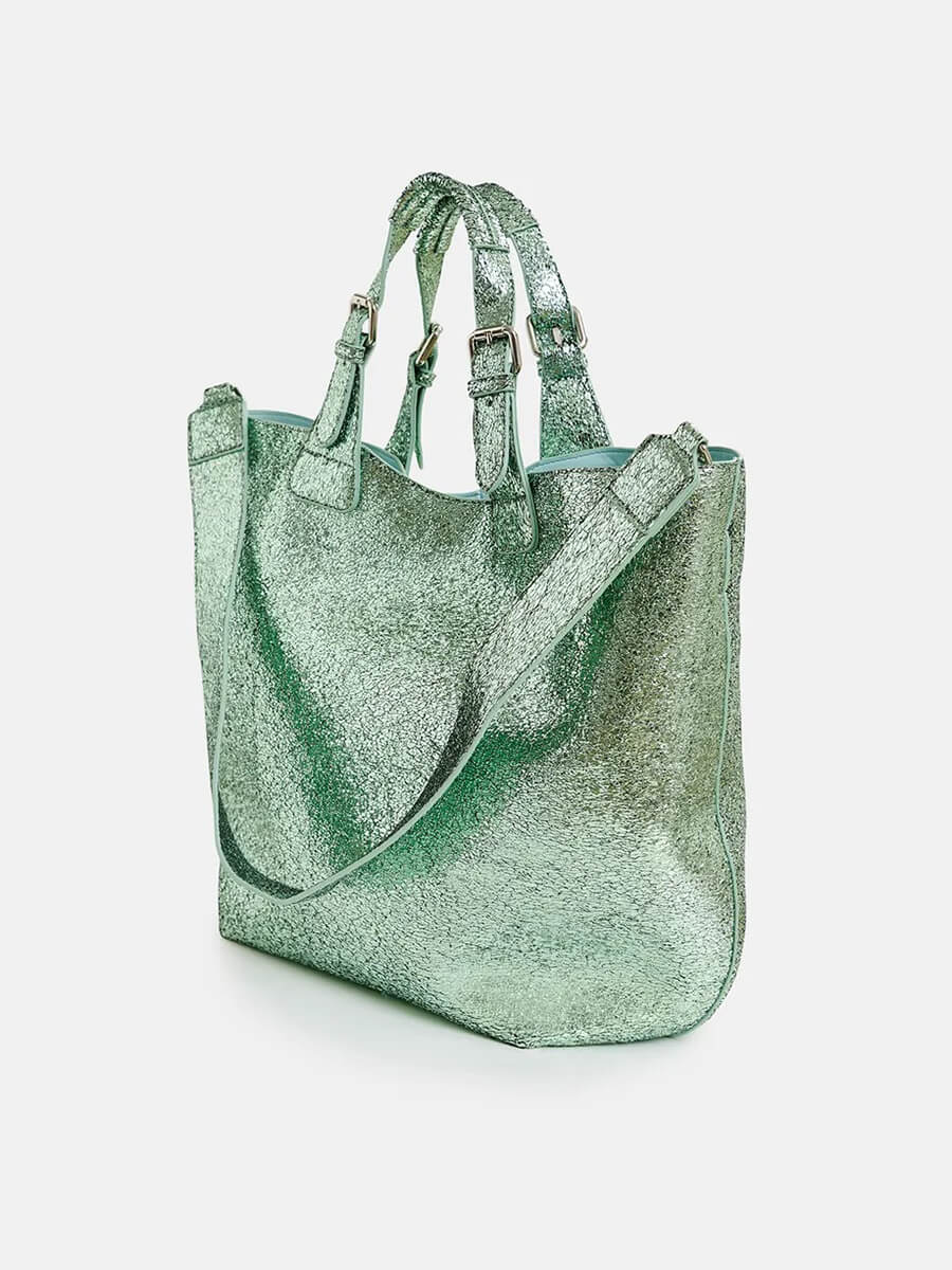 Essentiel-Antwerp-Hurry-Metallic-Shopper-Bag-Green