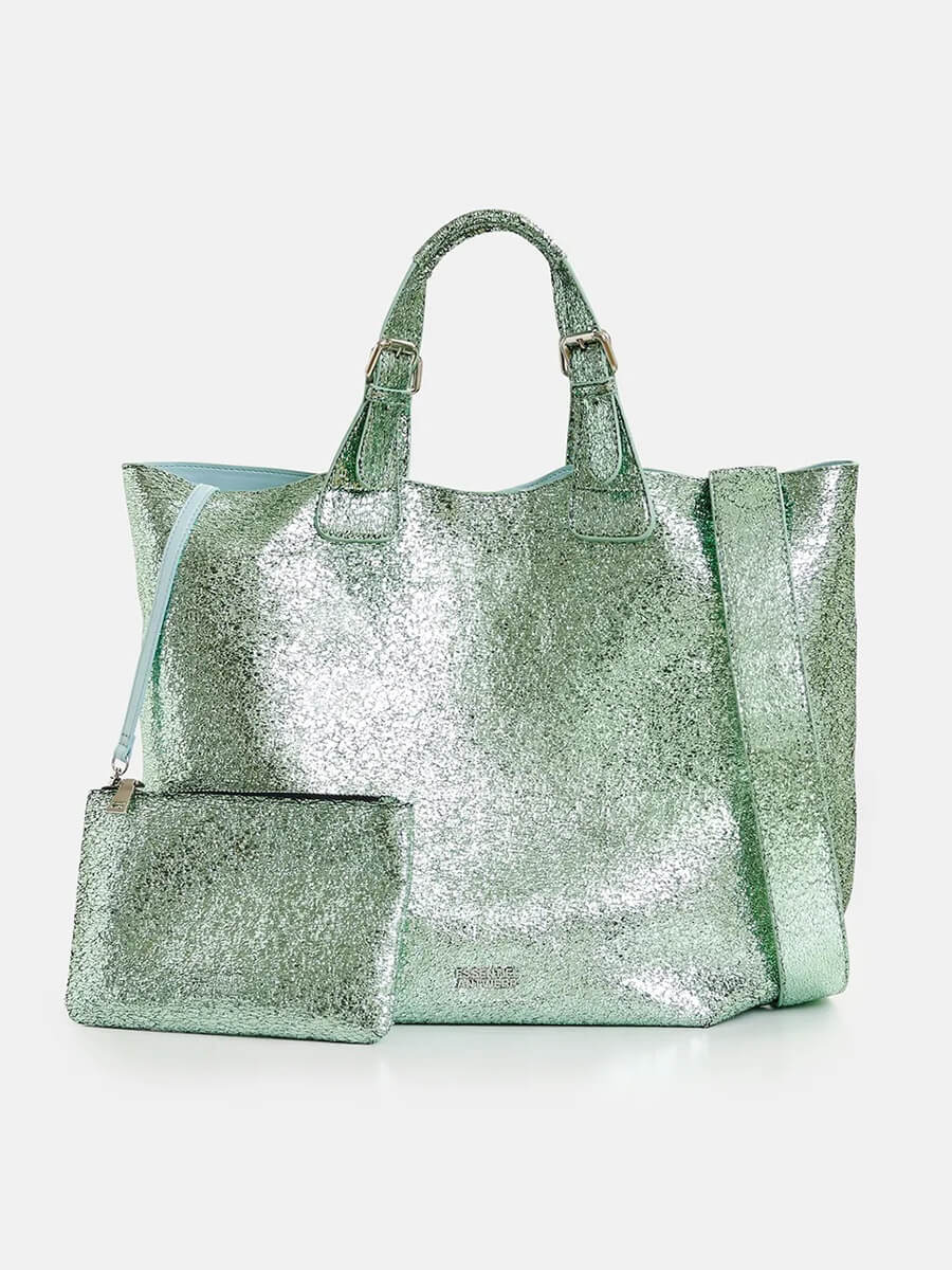 Essentiel-Antwerp-Hurry-Metallic-Shopper-Bag-Green