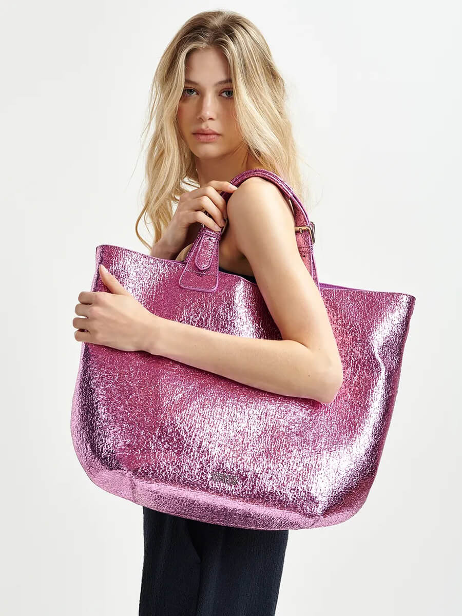 Essentiel-Antwerp-Hurry-Metallic-Shopper-Bag-Pink