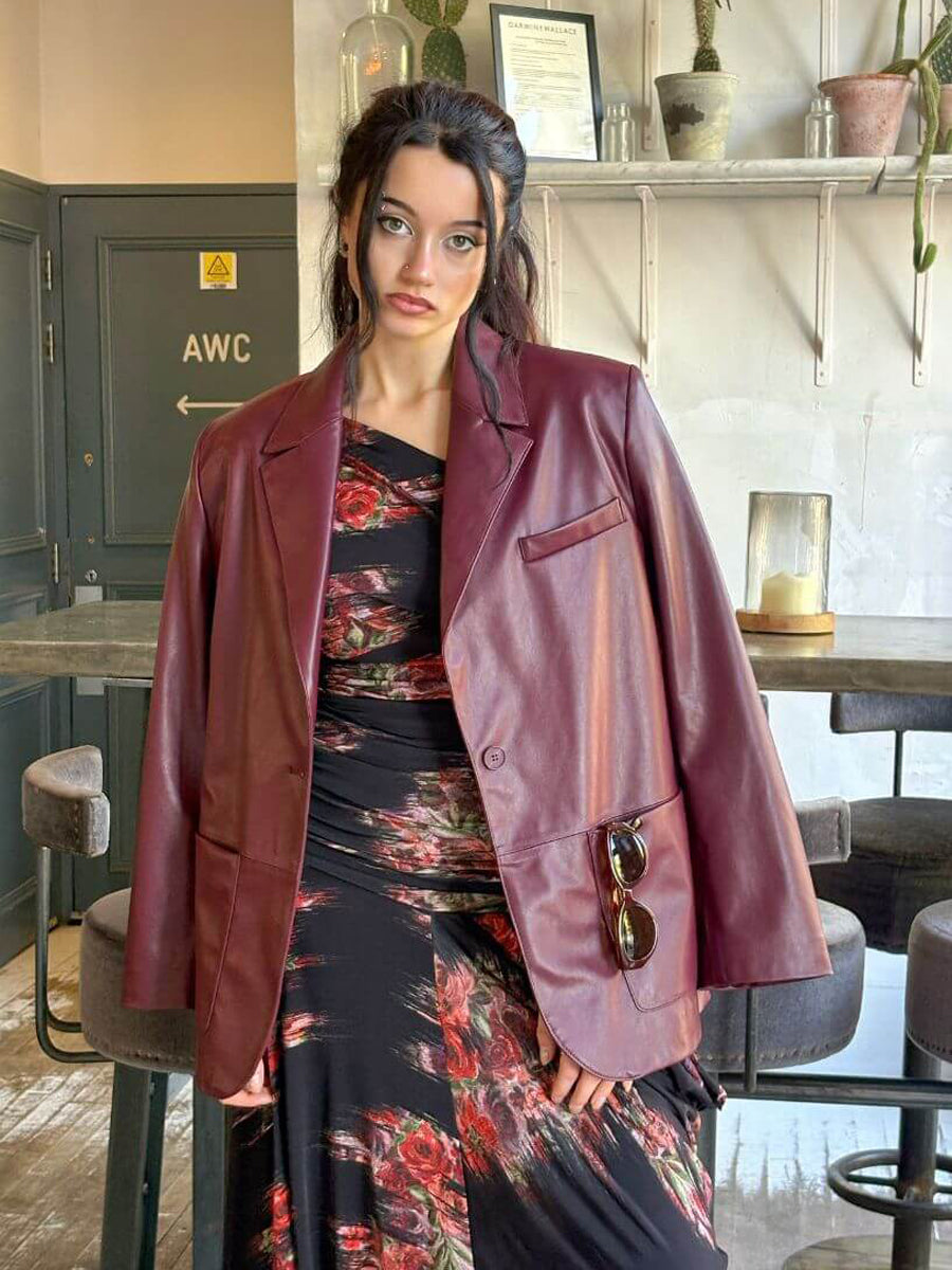 Essentiel Antwerp Idrey Blazer - Burgundy 