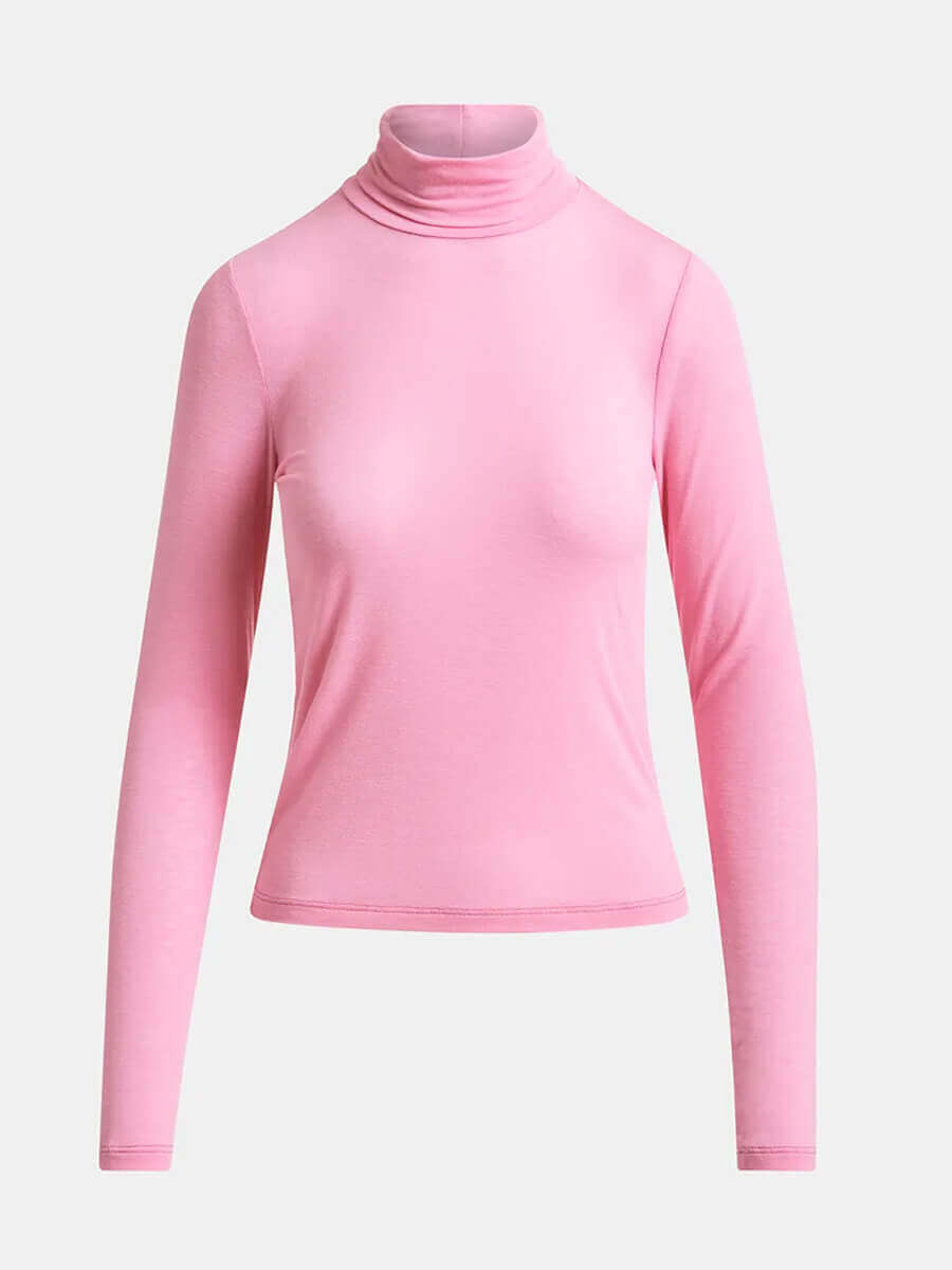 Essentiel Antwerp Jertice Jersey Turtleneck Top - Pink Sugar
