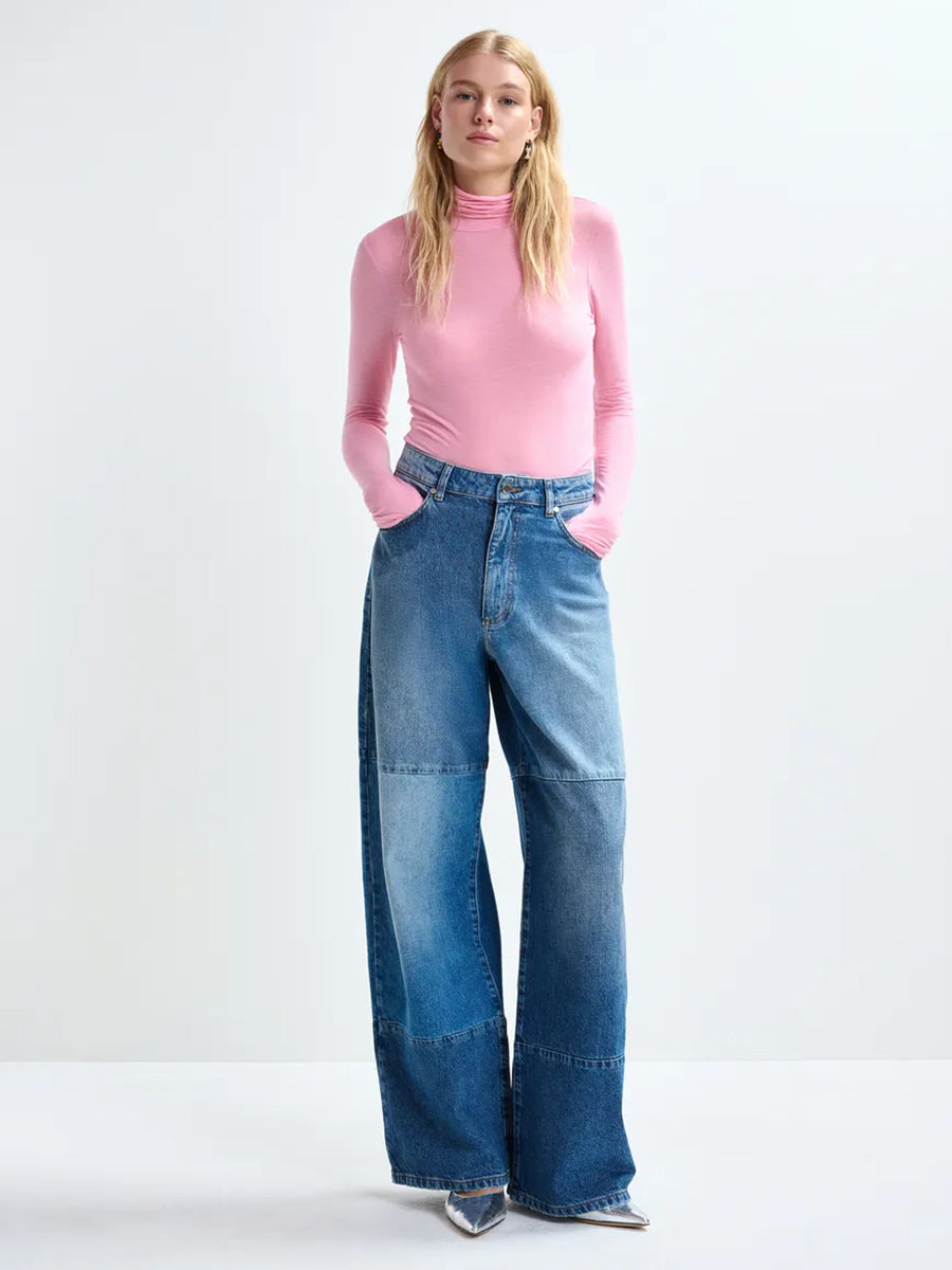Essentiel Antwerp Jertice Jersey Turtleneck Top - Pink Sugar