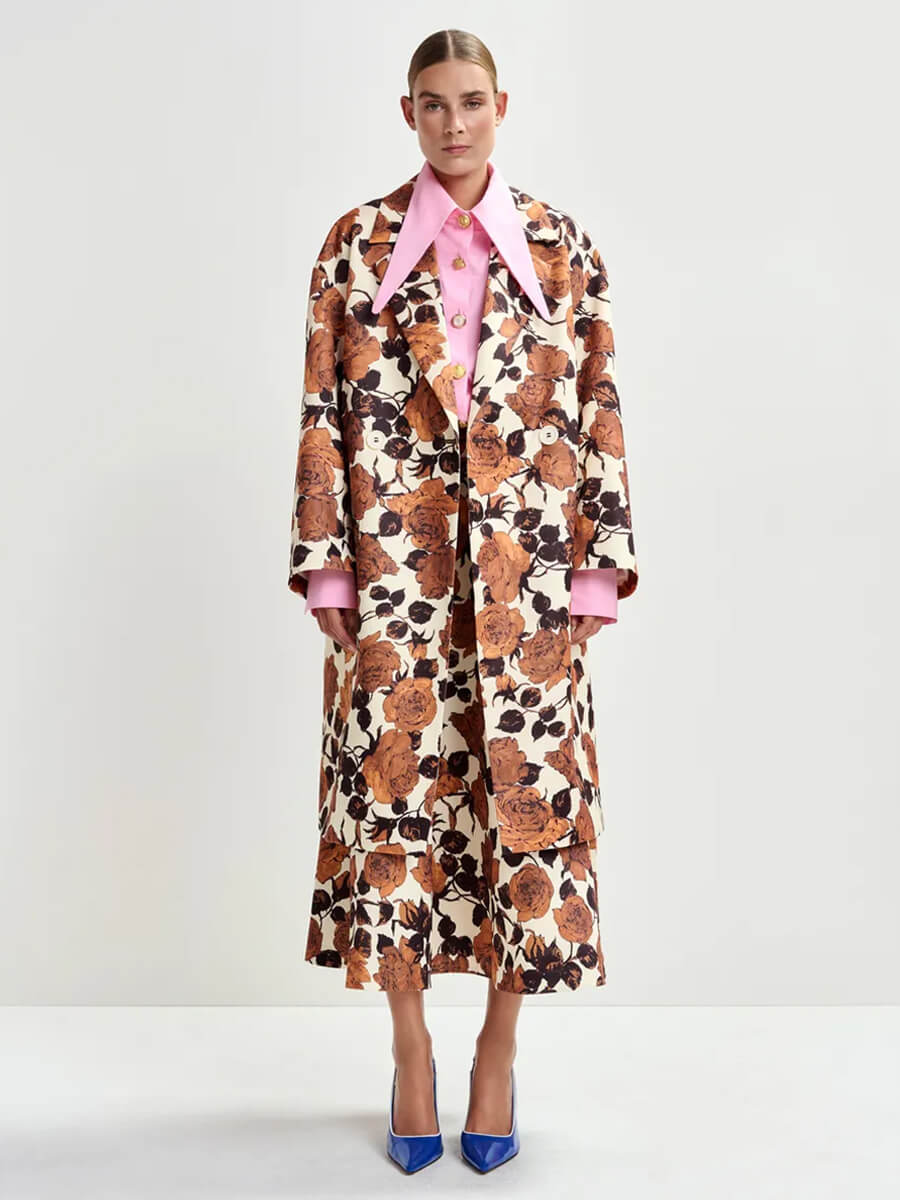 Essentiel Antwerp Junta Coat - Brown flowers