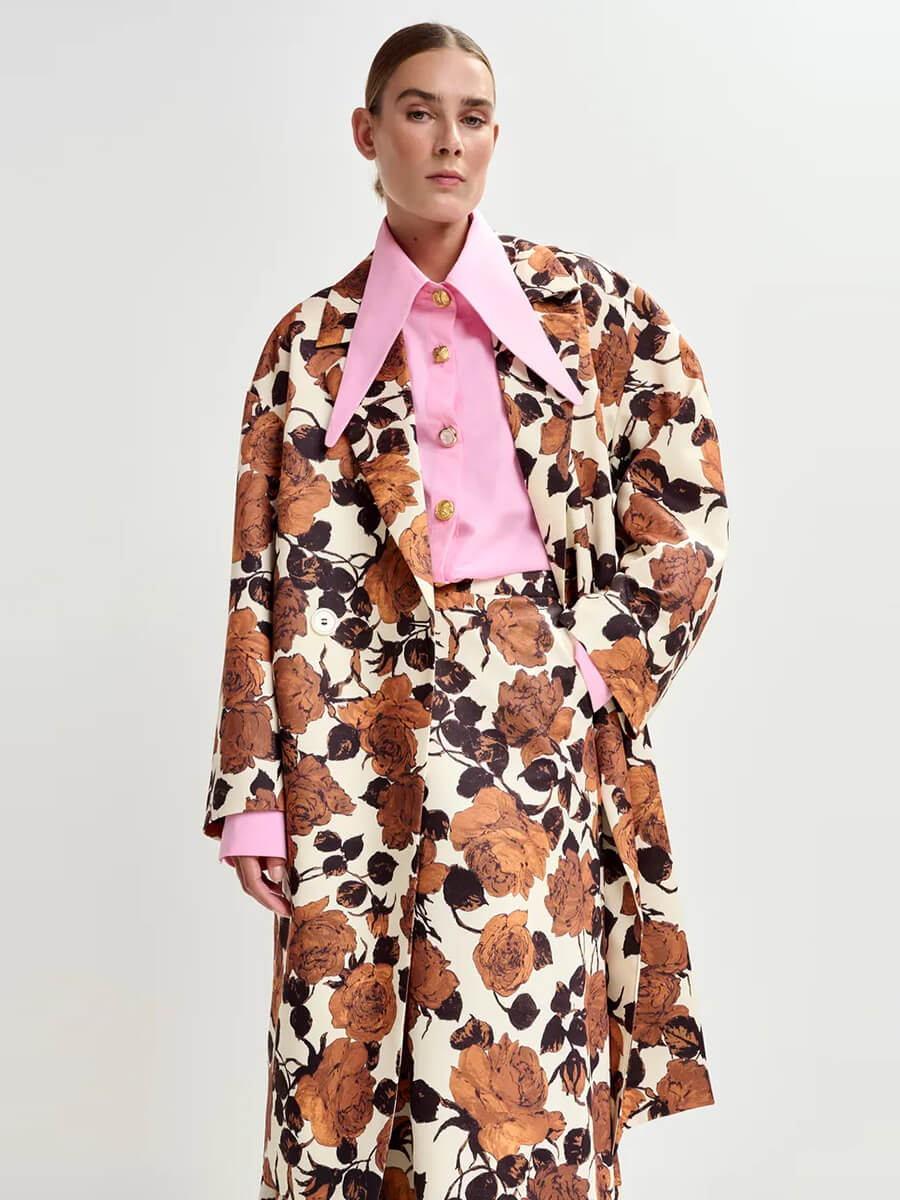 Essentiel Antwerp Junta Coat - Brown flowers