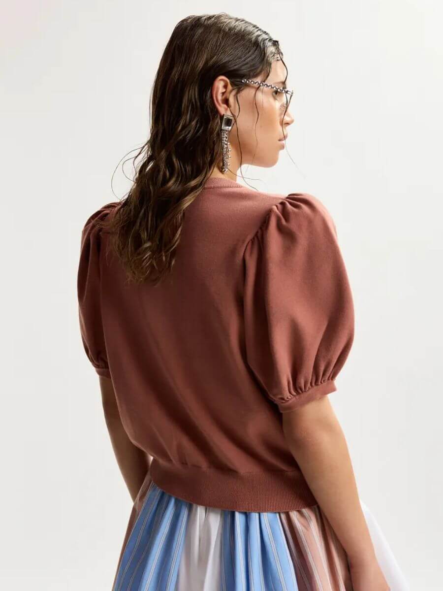 Essentiel Antwerp - Jumpo Cardigan - Terracotta back view