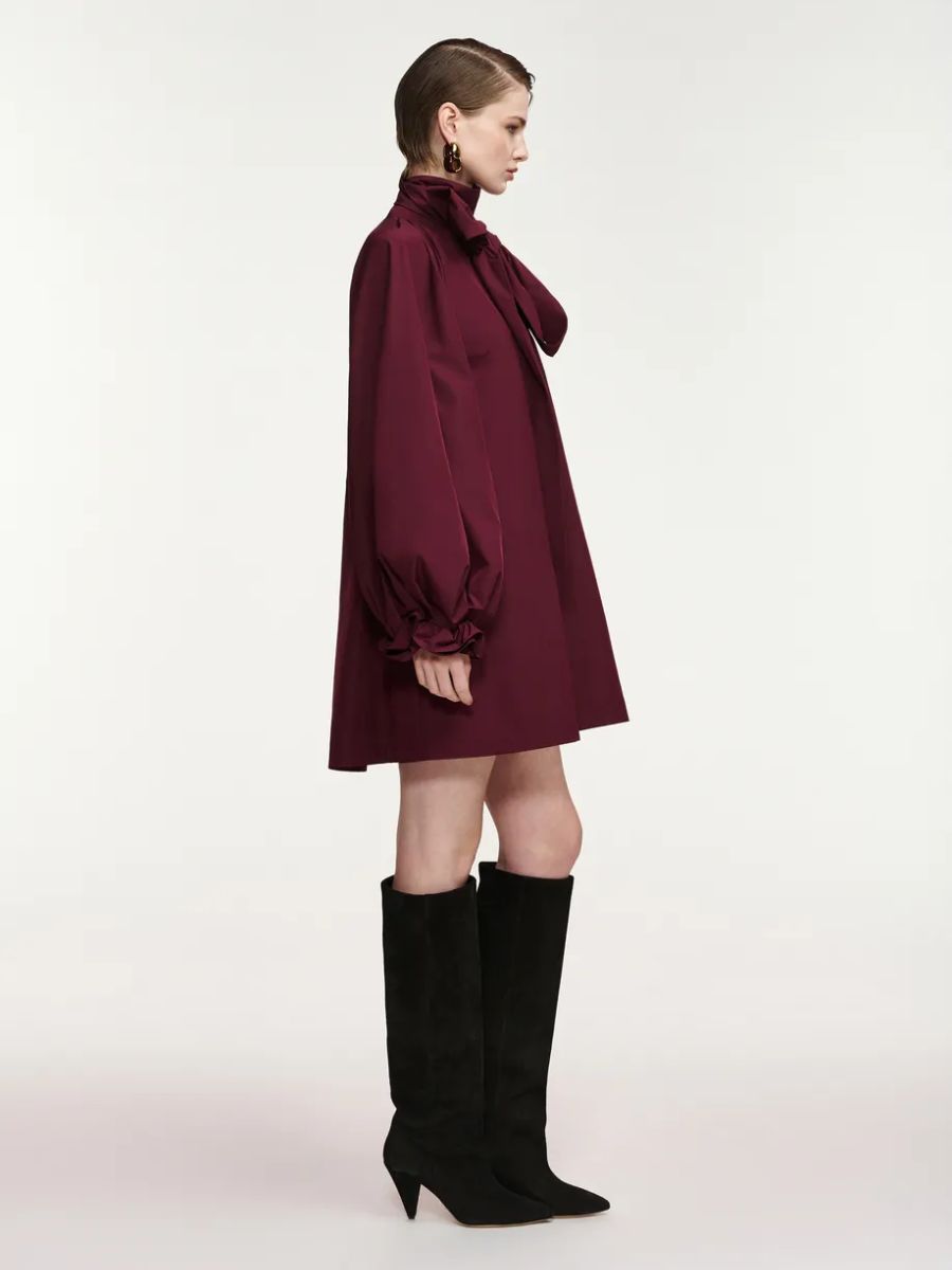 Essentiel Antwerp - Khai Pussy Bow Dress - Wine Not