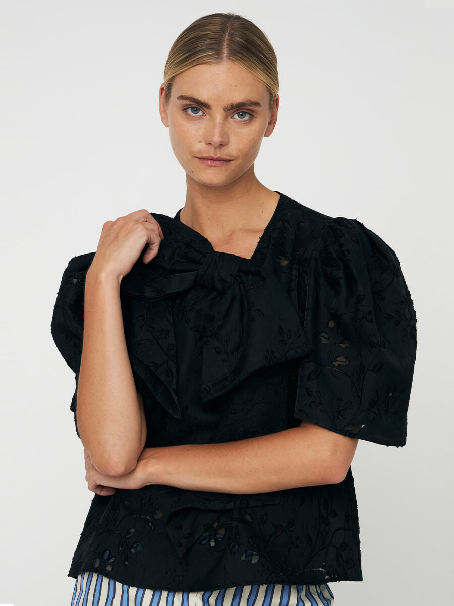 Stella Nova Festive Blouse with Bow - Black