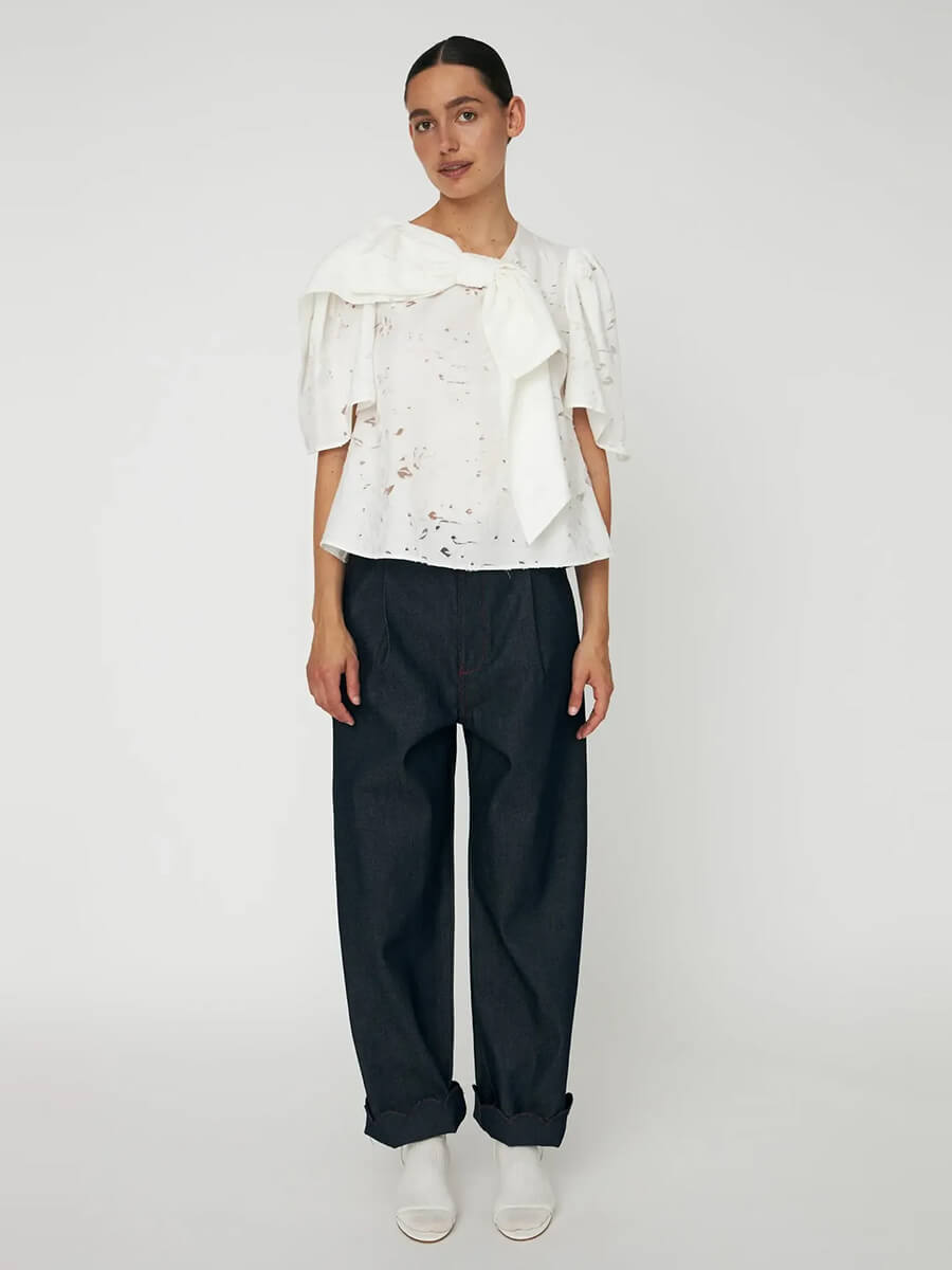 Stella Nova Festive Blouse with Bow - White