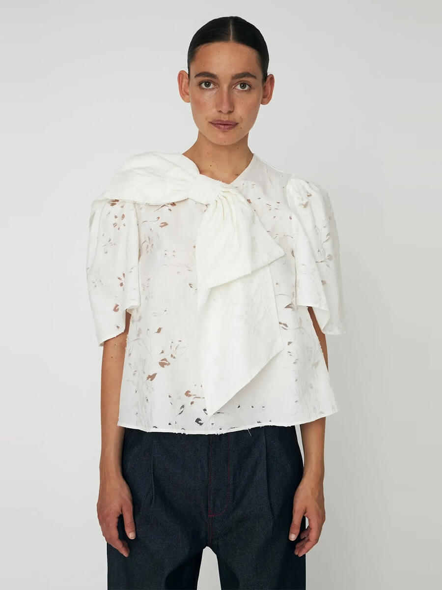 Stella Nova Festive Blouse with Bow - White