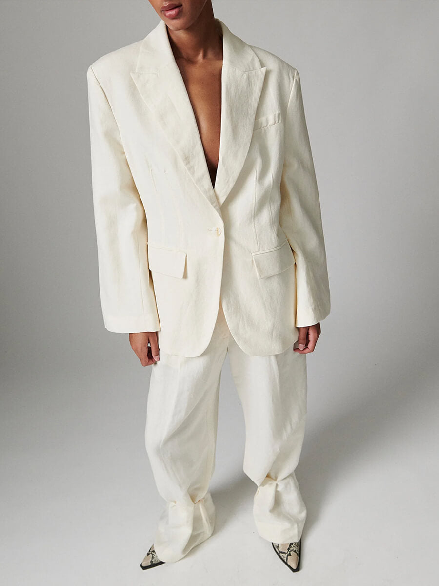 Day Birger et Mikkelsen Fiona Contrast Linen Blazer  - Jet Stream