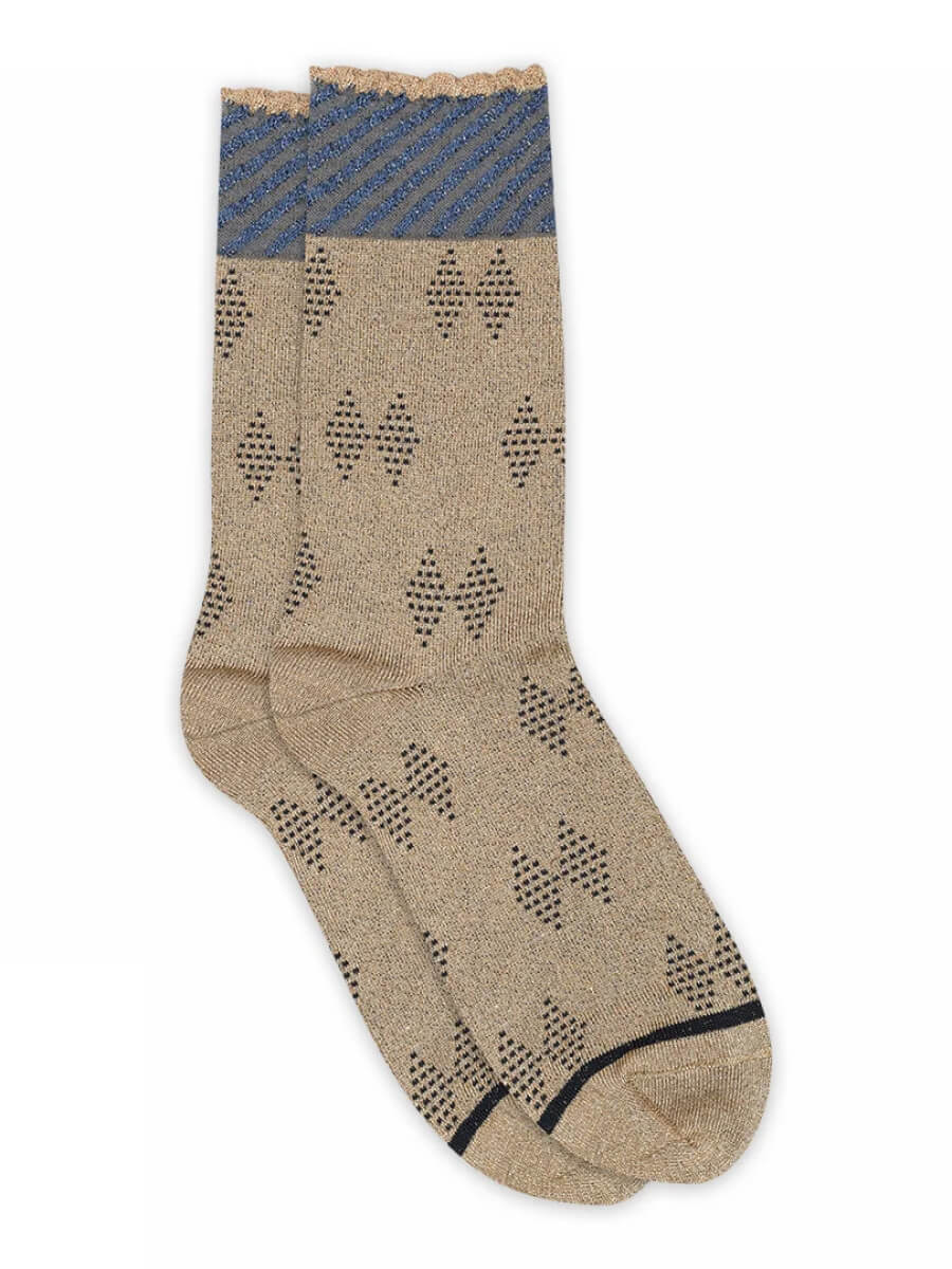 Flora Glitter socks- Golden Tan 