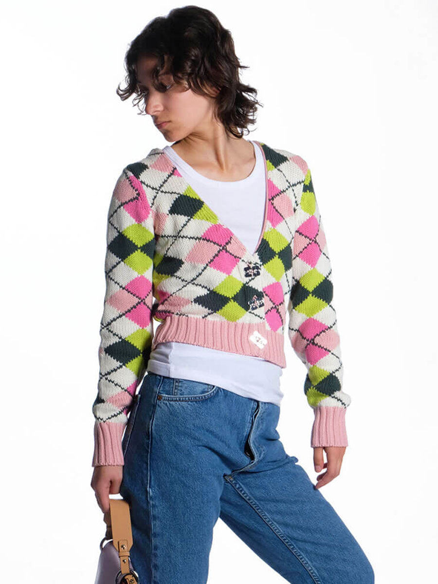 GANNI--Graphic-Cotton-V-Neck-Cardigan. Buy it now from here: https://wild-swans.com/collections/ganni. From Minimalism to Hygge