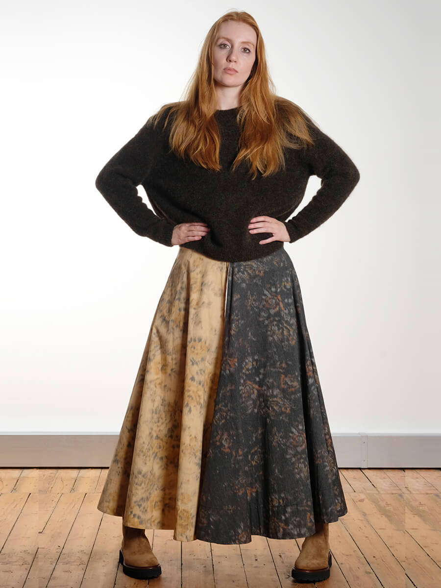 GANNI Black and Beige Floral Skirt