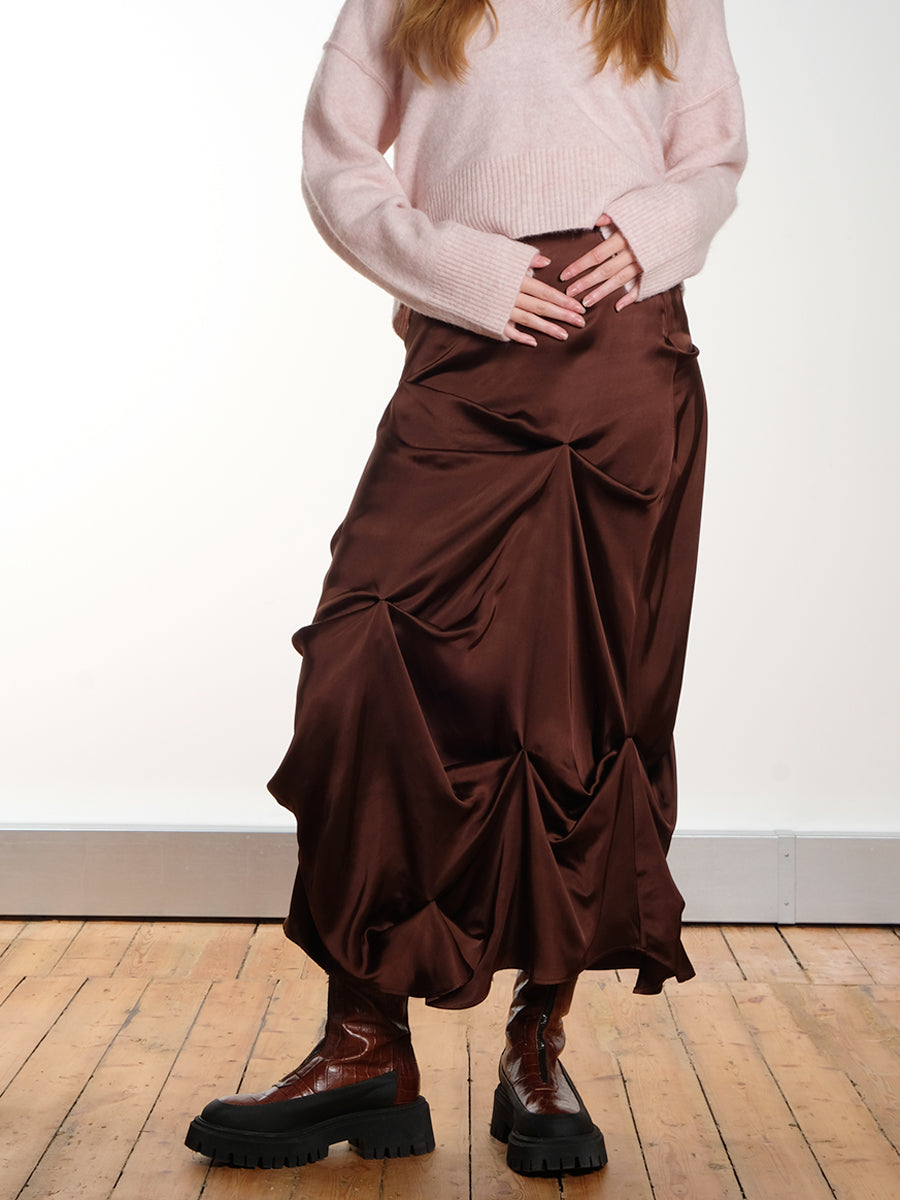 Draped Skirt - Chicory Brown