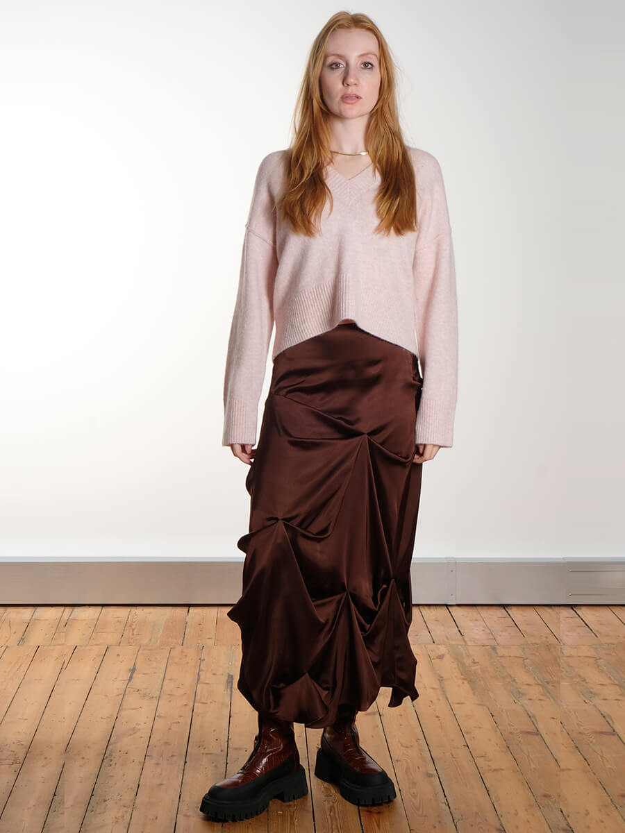 Draped Skirt - Chicory Brown