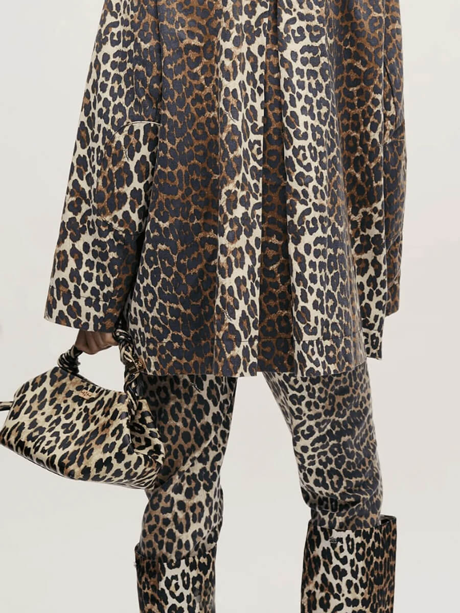 GANNI
Leopard Printed Canvas Midi Jacket