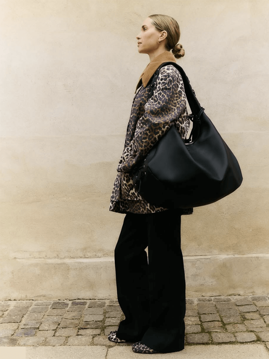 GANNI Leopard Printed Canvas Midi Jacket