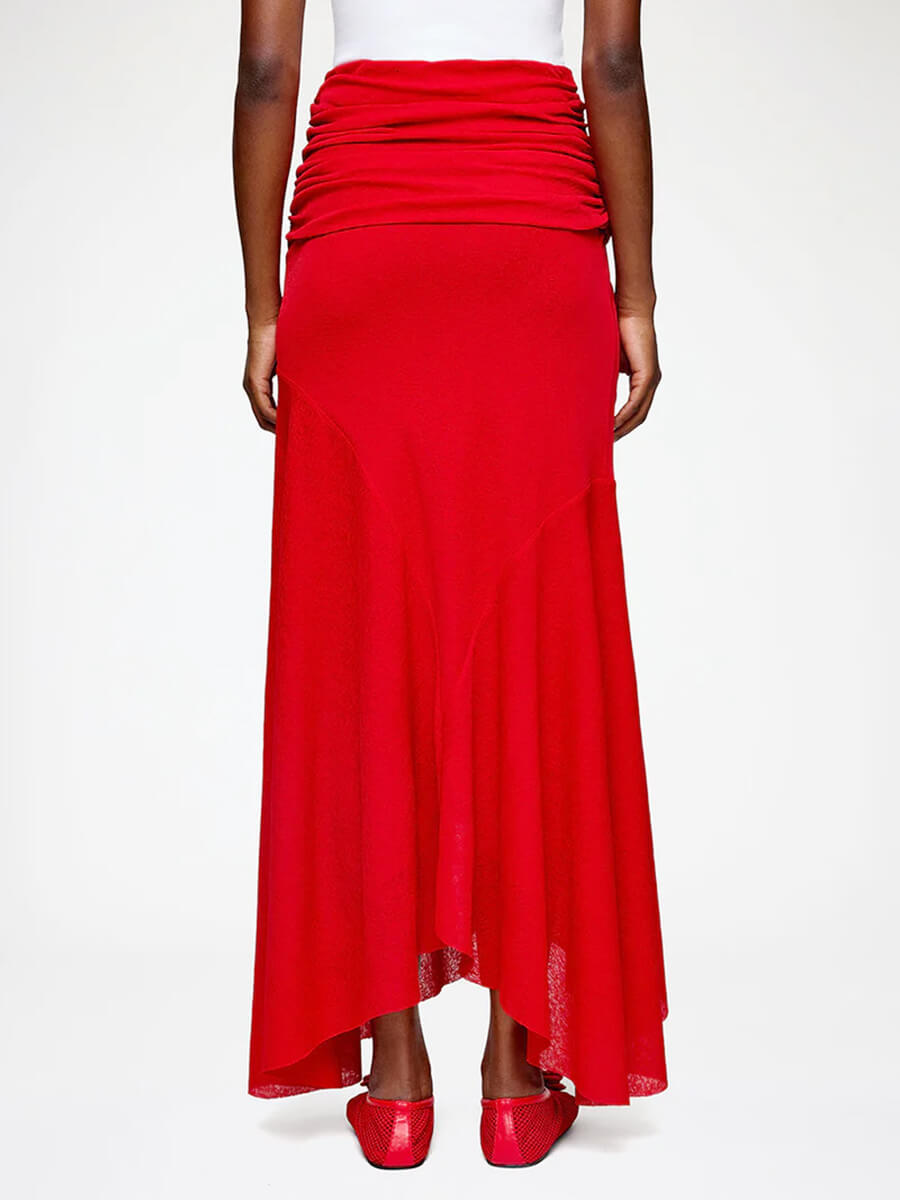 GANNI
Marl Mesh Draped Long Skirt - Goji Berry