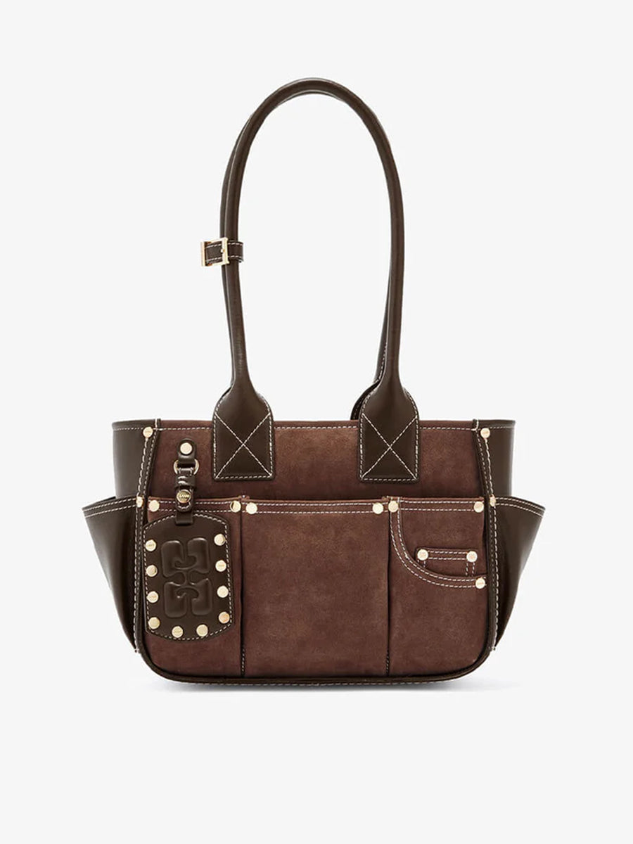 GANNI
Posy Small Recyled Suede Bag - Chicory Coffee