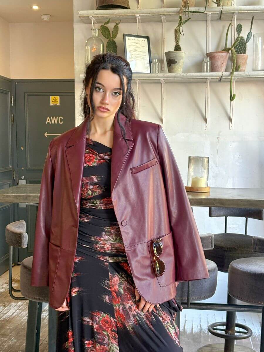 GANNI Printed Shiny Jersey Ruched Long Dress