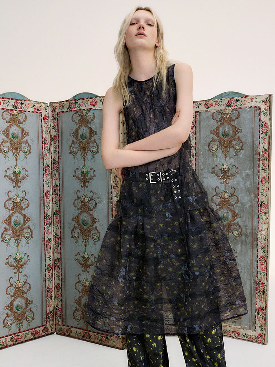 GANNI
Shibori Organza Belted Long Dress