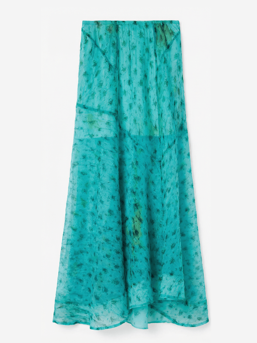 GANNI Shibori Organza Fluid Skirt Baltic