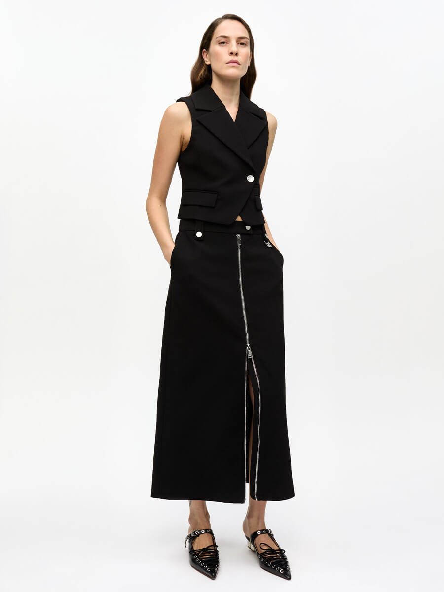 Ganni-Black-Bonded-Crepe-Skirt