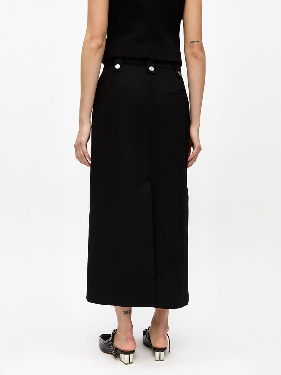 Ganni-Black-Bonded-Crepe-Skirt