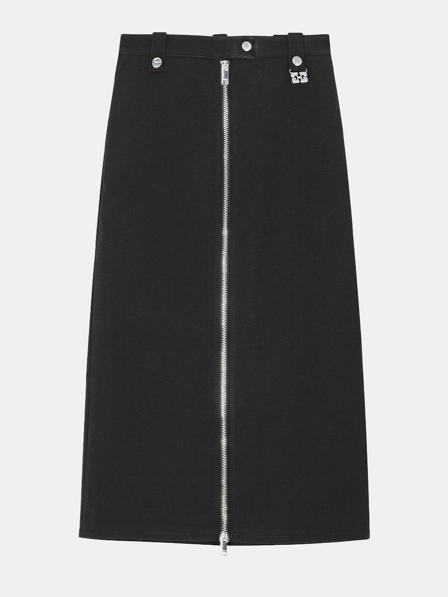 Ganni-Black-Bonded-Crepe-Skirt