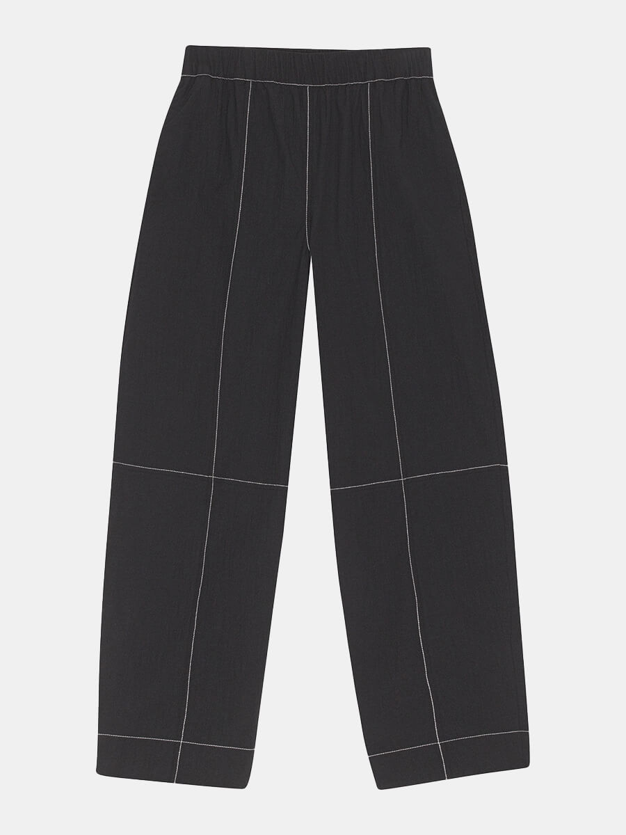 Ganni-Black-Elasticated-Curve-Trousers
