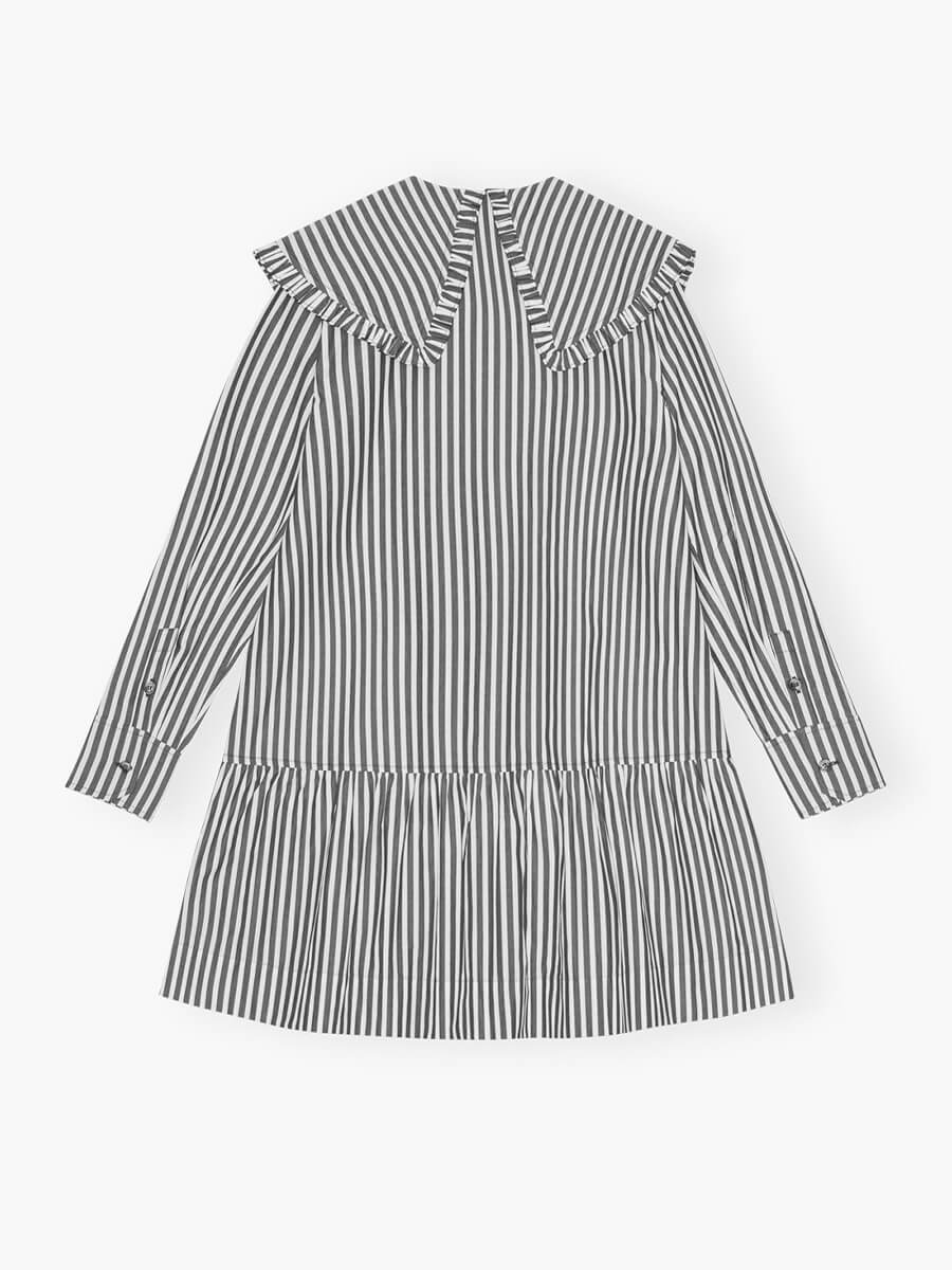 Ganni-Black-and-White-Stripe-Mini-Shirt-Dress