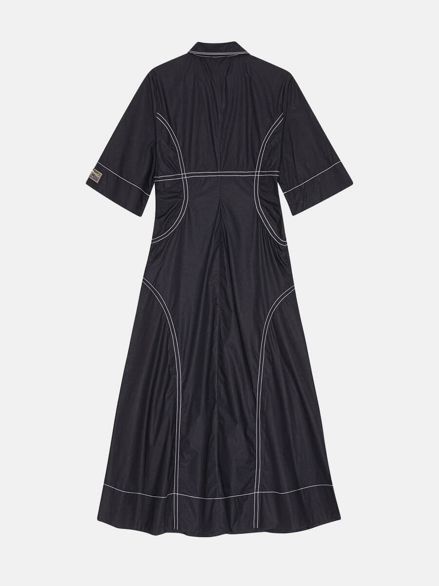 Ganni-Cotton-Poplin-Shirt-Dress-Black