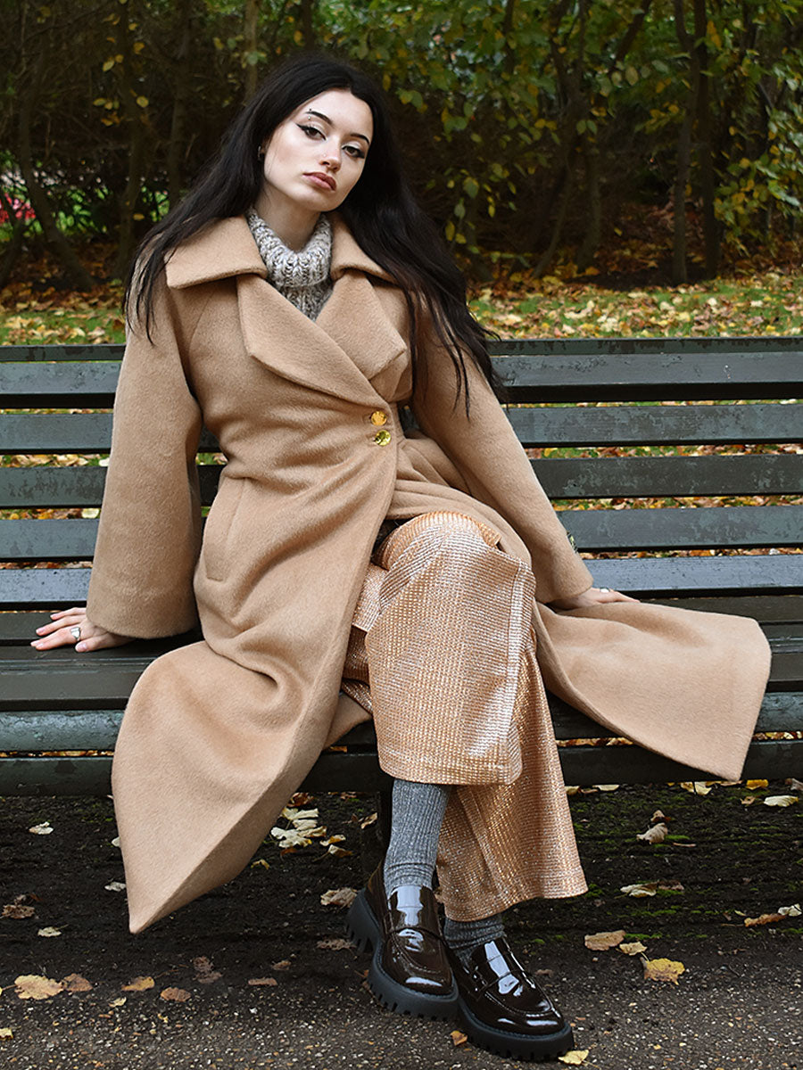 Ganni GANNI Camel Wool Blend Coat