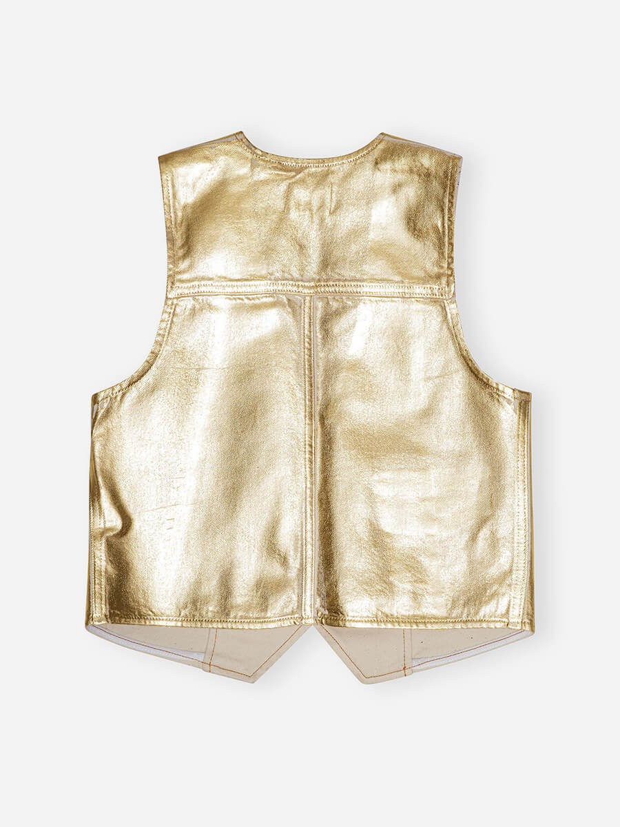 Ganni-Gold-Foil-Denim-Vest
