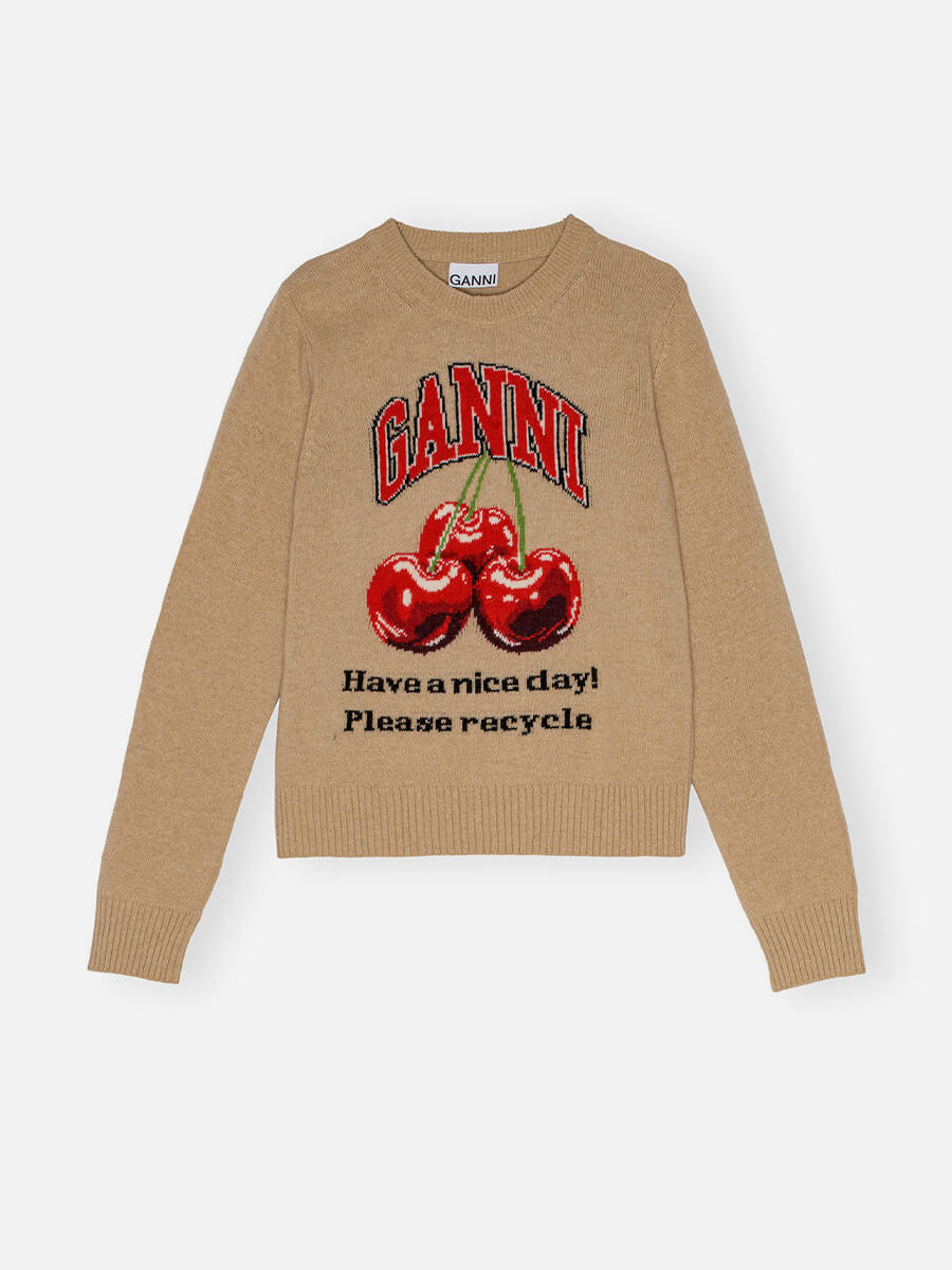 Ganni-Graphic-Cherry-O-neck-Pullover