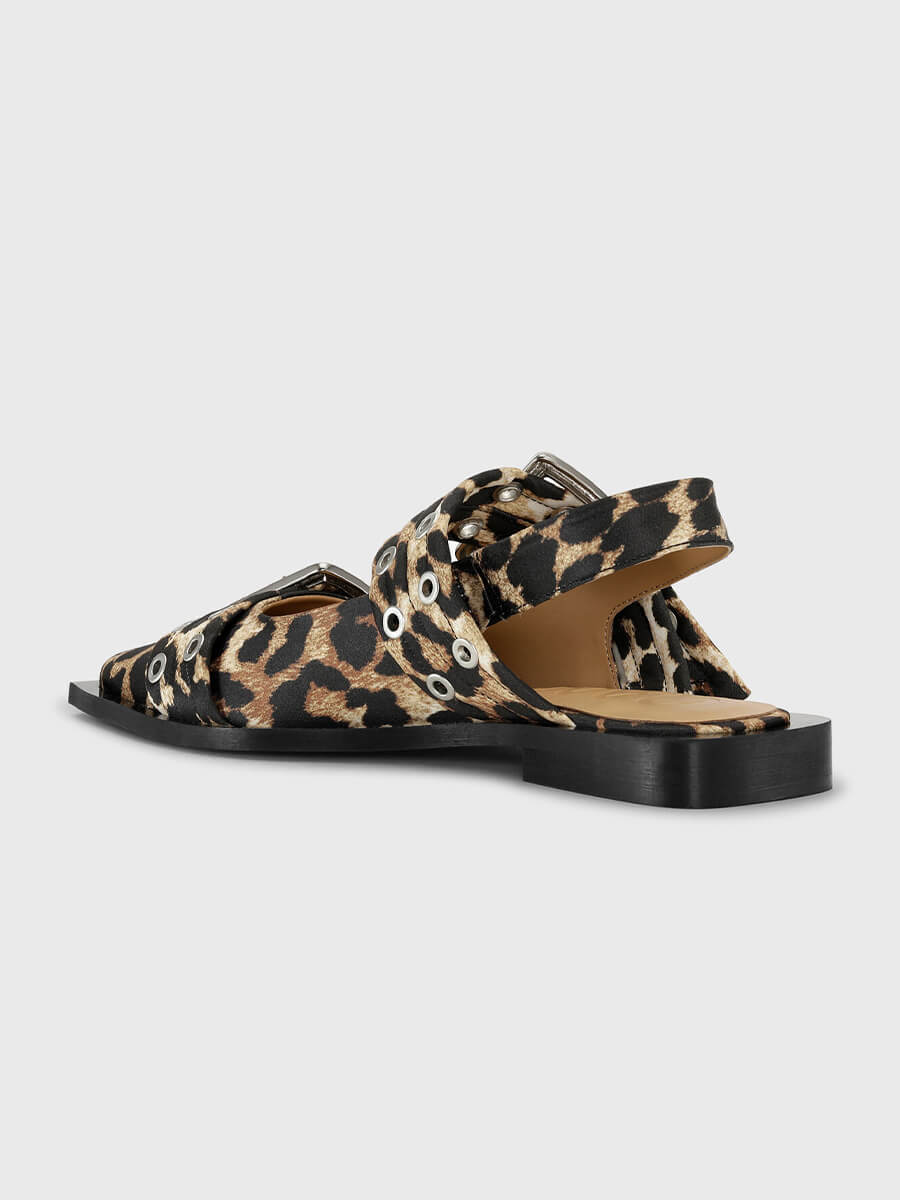 Ganni-Leopar-Satin-Feminine-Buckle-Ballerinas