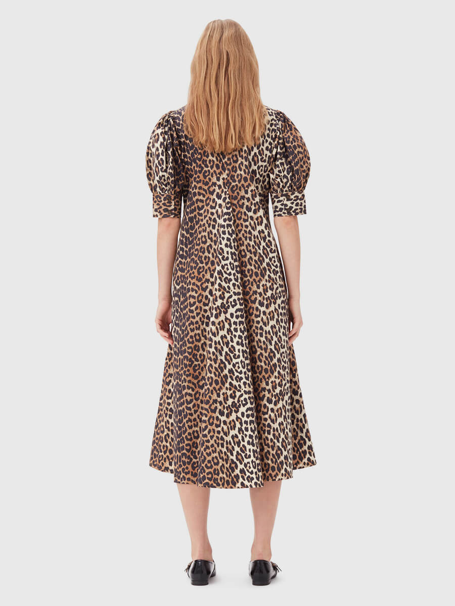 Ganni-Leopard-Cotton-Poplin-V-neck-Maxi-Dress