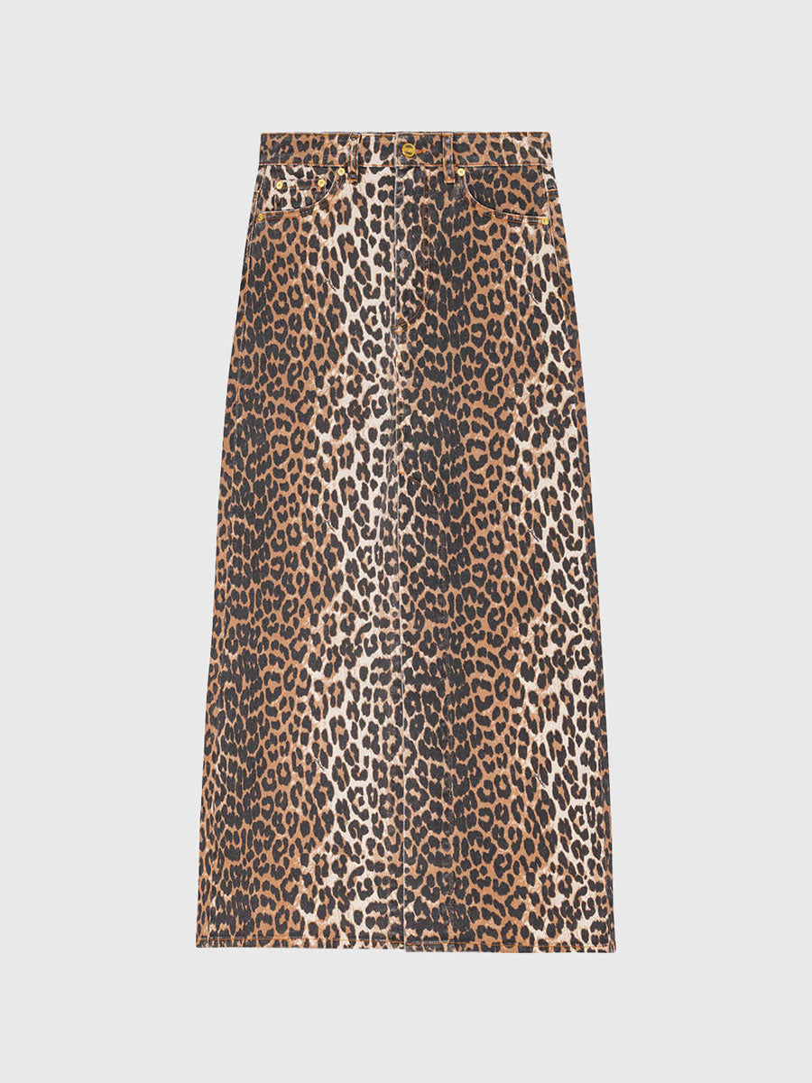 Ganni-Leopard-Denim-Maxi-Skirt