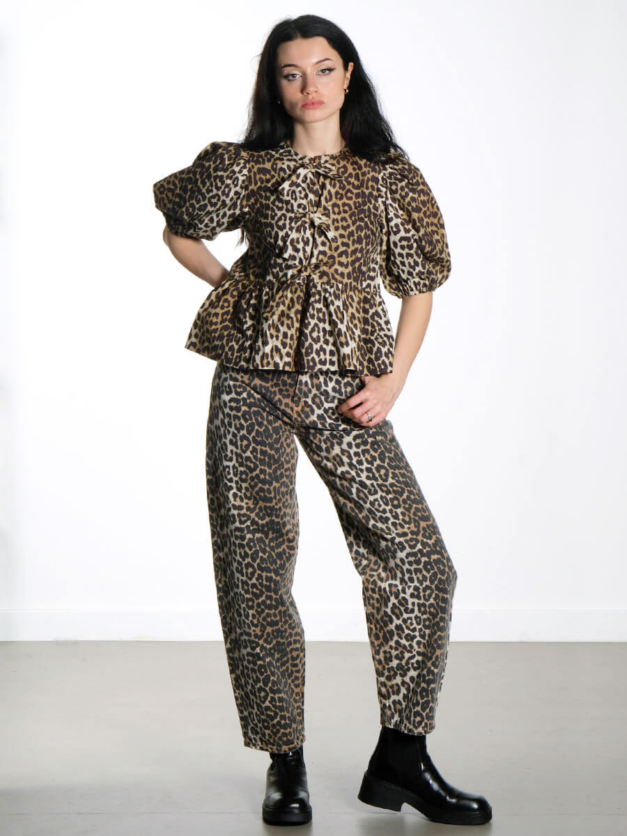 Ganni Leopard Denim Stary Jeans