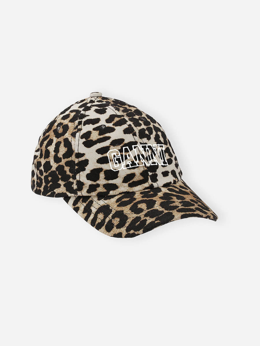 Ganni-Leopard-Embroidered-Logo-Cap