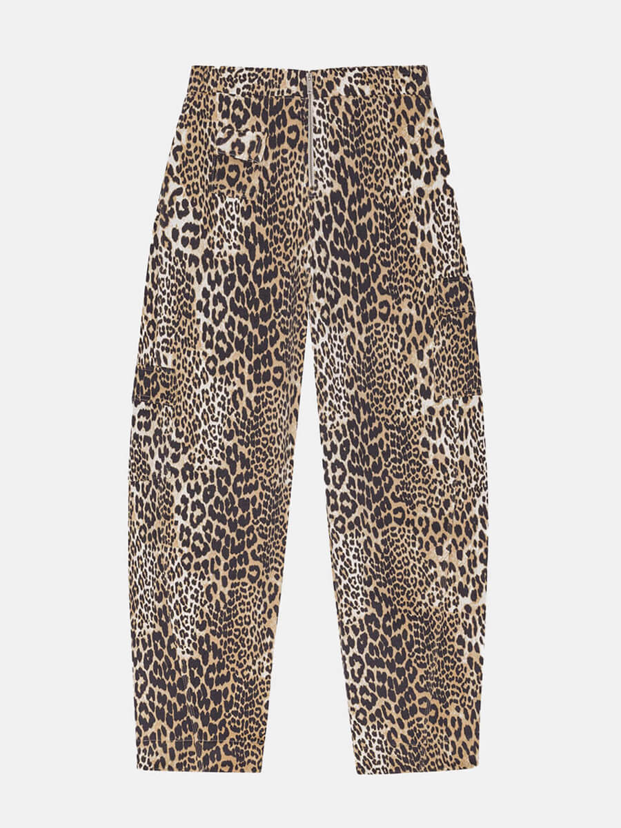 Ganni Leopard Heavy Fleece Jersey Pants