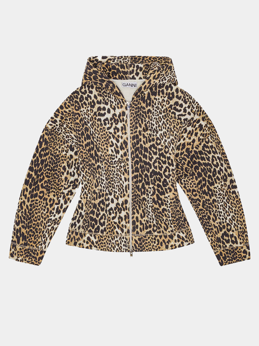 Ganni-Leopard-Heavy-Fleece-Zip-Hoodie