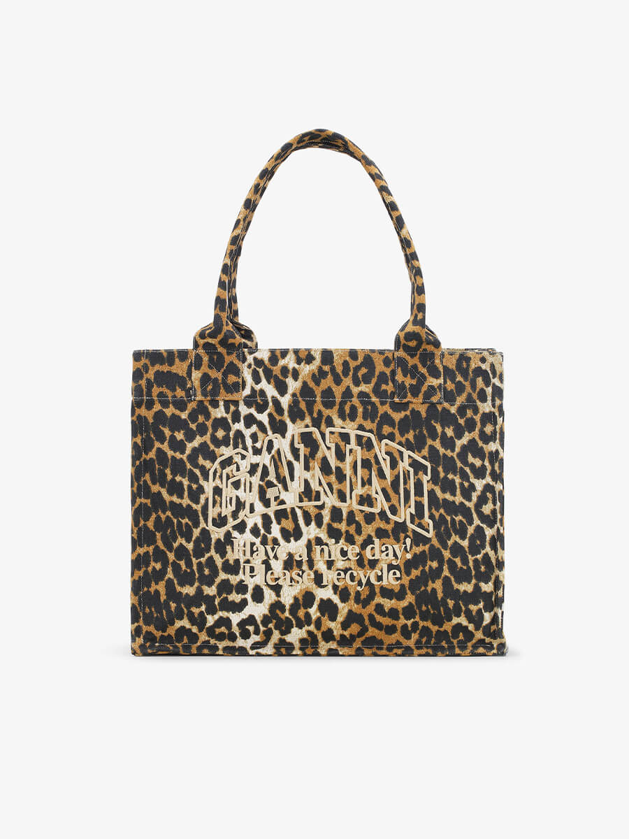 Ganni-Leopard-Print-Canvas-Tote-Bag