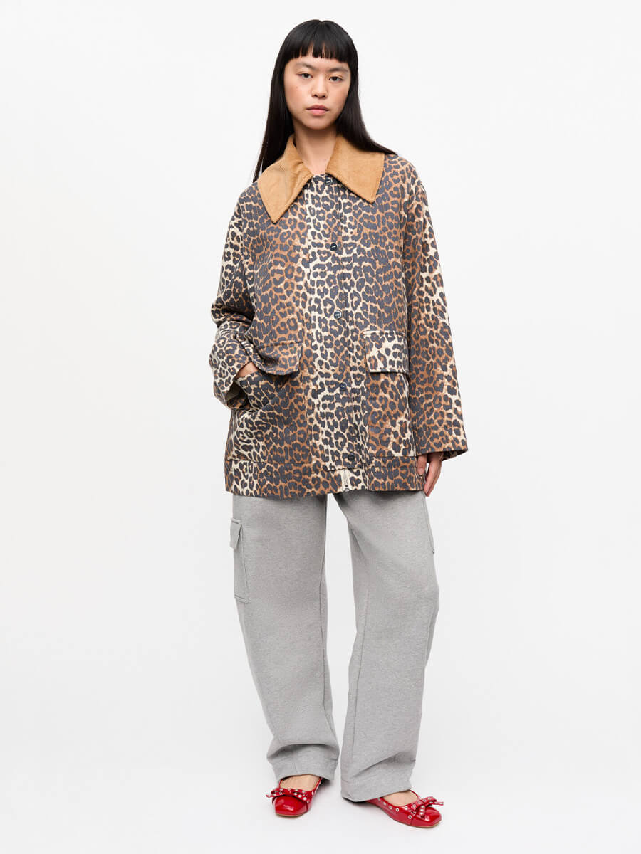 Ganni-Leopard-Printed-Canvas-Midi-Jacket