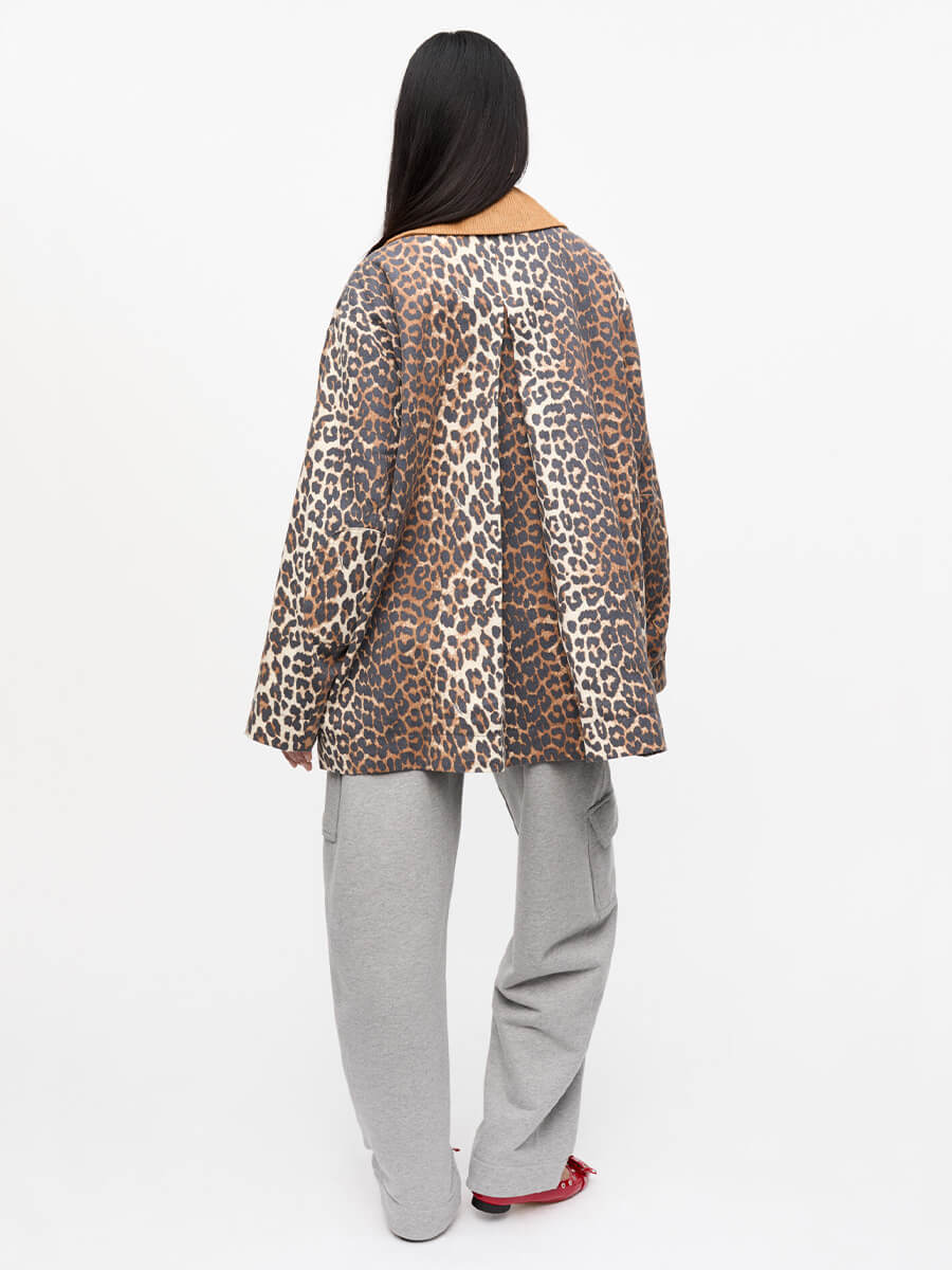 Ganni-Leopard-Printed-Canvas-Midi-Jacket